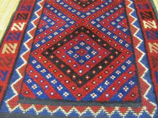 A Fantastic Old Handmade Moshvani Wool On Wool Afghan Runner (237 X 63 Cm)