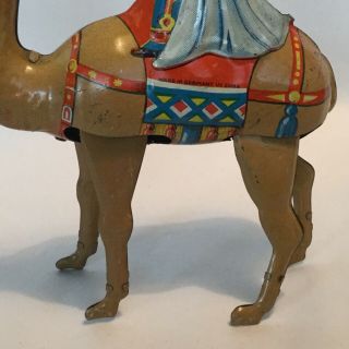 Vintage Tin Litho Windup Wiseman on a Camel Made in Germany U.  S.  Zone RARE 3