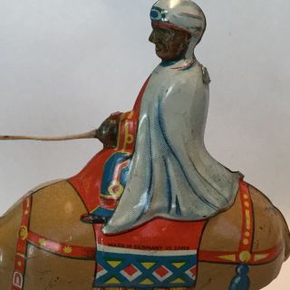 Vintage Tin Litho Windup Wiseman on a Camel Made in Germany U.  S.  Zone RARE 4