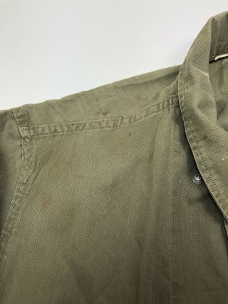 Vintage 1940s WWII 13 Star Button HBT Shirt Jacket Size S/M Herringbone 10
