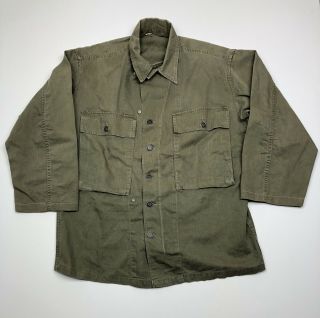Vintage 1940s Wwii 13 Star Button Hbt Shirt Jacket Size S/m Herringbone