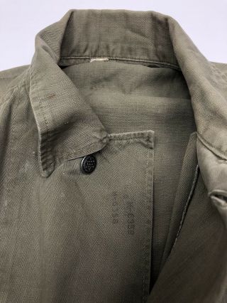 Vintage 1940s WWII 13 Star Button HBT Shirt Jacket Size S/M Herringbone 4