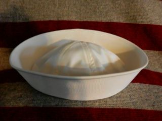 3 1980 ' s US Military Issue Navy Dixie Cup XL 7 3/4 White Sailor Hat 2