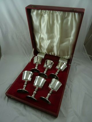 Magnificent,  Boxed Set X 6 Sterling Silver Wine Goblets,  1972,  848m