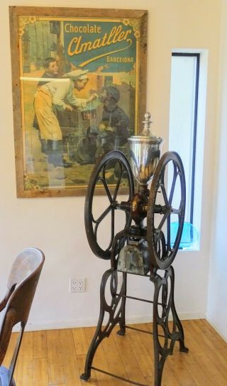 Antique Fairbanks Morse & Co Floor Double Wheel Coffee Mill Gen.  Store Grinder