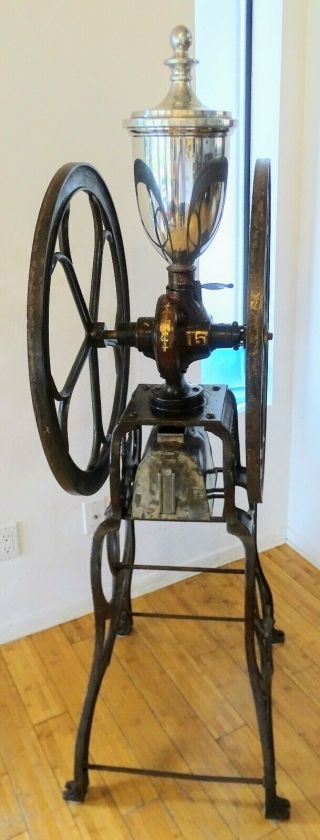 Antique Fairbanks Morse & Co Floor Double Wheel Coffee Mill Gen.  Store Grinder 2