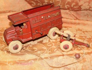 Antique Vintage Cast Iron Hubley Bell Telephone Toy Truck