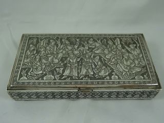 Quality Solid Silver Persian Cigarette Box,  C1920,  466gm
