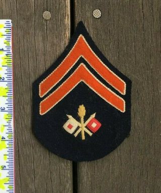 Wwi Signal Corp Rank Chevron Corporal Patch Orange Chevron Single