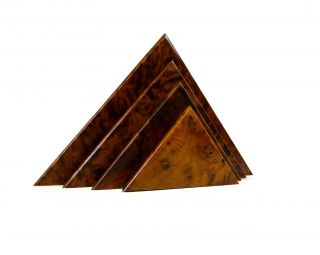 Rare Art Deco Cubist Bird Eyes Maple Letter Stand Holder Pyramid France 1930