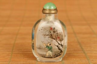 Chinese natural crystal hand painting medical sage lishizhen snuff bottle 4