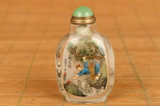 Chinese natural crystal hand painting medical sage lishizhen snuff bottle 7