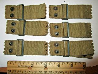 Six Wwii Us Army Khaki Helmet Liner Nape Straps,  1945 Dated,  Adjustable