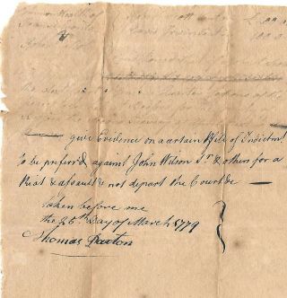 Revolutionary War Colonel Thomas Paxton Pennsylvania Riflemen Sgd Document 1779