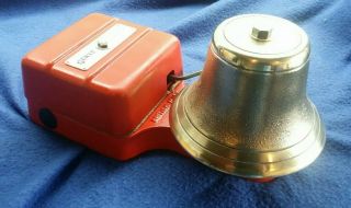 VINTAGE OLD INDUSTRIAL GENT ELECTRIC FIRE DOOR BELL GARAGE BRASS DOME LOW VOLTS 4