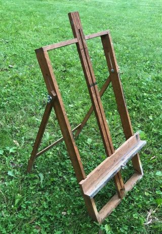 Vintage Solid Wood Table Top Painters Easel Adjustable Patina Primitive