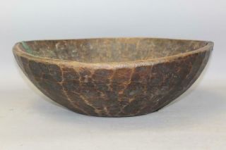 A PILGRIM PERIOD 17TH C AMERICAN HAND HEWN BOWL IN MAPLE BURL IN OLD DRY SURFACE 5
