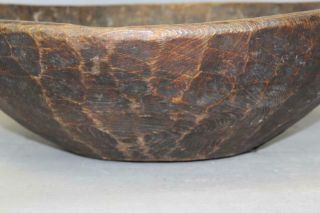 A PILGRIM PERIOD 17TH C AMERICAN HAND HEWN BOWL IN MAPLE BURL IN OLD DRY SURFACE 6