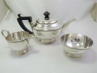 Fine Three Piece Solid Sterling Silver Tea Set - Birmingham 1923 Docker & Burn