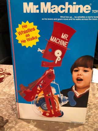 Vintage Rare 1987 Ideal Mr Machine Windup Walking Toy Robot W/Original Box 8