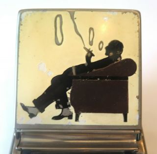 Vintage RARE Unusual Art Deco Enamel Cigarette Dispenser Ashtray Smoker ' s Set 11