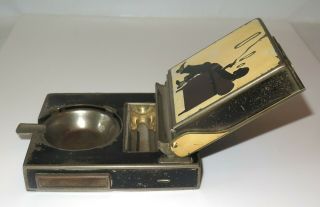 Vintage RARE Unusual Art Deco Enamel Cigarette Dispenser Ashtray Smoker ' s Set 6