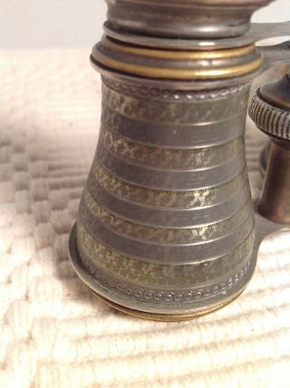 ANTIQUE BINOCULARS - OPERA GLASSES - PARIS,  FRANCE And Cloth Bag. 10