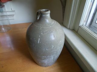 J.  M.  Hays Signed Salt Glaze Ovoid Stoneware Jug 1850s Randolph Co.  Nc Real