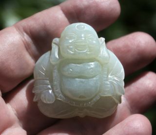 Chinese Celadon Jadeite Ancestor Diety Amulet