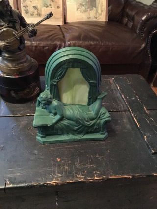ANTIQUE ART DECO PARTIALLY NUDE LADY NIGHT LIGHT TABLE LAMP SPELTER 10