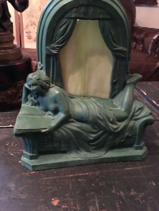 ANTIQUE ART DECO PARTIALLY NUDE LADY NIGHT LIGHT TABLE LAMP SPELTER 2