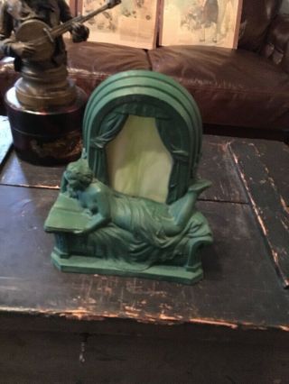 ANTIQUE ART DECO PARTIALLY NUDE LADY NIGHT LIGHT TABLE LAMP SPELTER 5