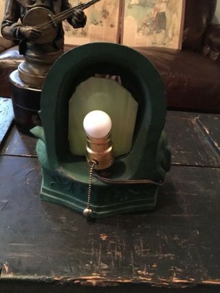 ANTIQUE ART DECO PARTIALLY NUDE LADY NIGHT LIGHT TABLE LAMP SPELTER 7