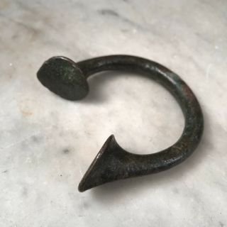 Antique large bronze manilla slave bracelet 9