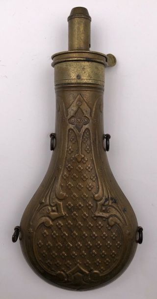 1800 ' s Dixon Sporting Gun Powder Flask For Percussion Impressed Floral Design 2