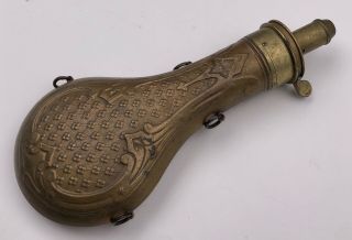 1800 ' s Dixon Sporting Gun Powder Flask For Percussion Impressed Floral Design 3