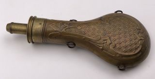 1800 ' s Dixon Sporting Gun Powder Flask For Percussion Impressed Floral Design 4