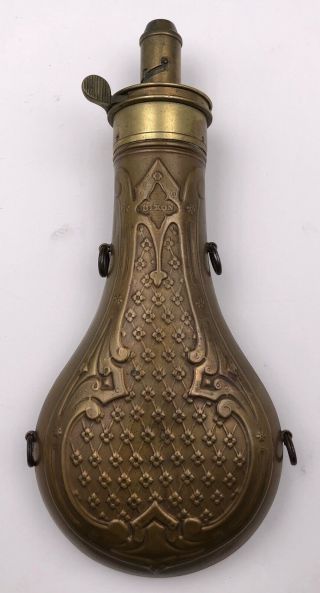 1800 ' s Dixon Sporting Gun Powder Flask For Percussion Impressed Floral Design 7