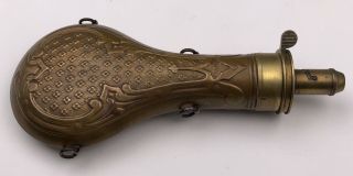 1800 ' s Dixon Sporting Gun Powder Flask For Percussion Impressed Floral Design 8