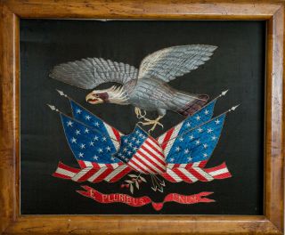 Americana Eagle.  Hand Embroidered.  Vibrant Colors.  Vintage.  Gorgeous Quality.