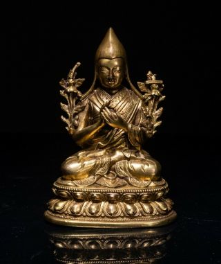 19th Kuangxu Period Chinese Antique Gilt Bronze Buddha