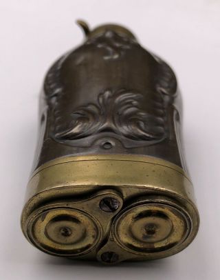 Small 1800 ' s Sporting Gun Powder Flask For Percussion Impressed Design 4 7/8 