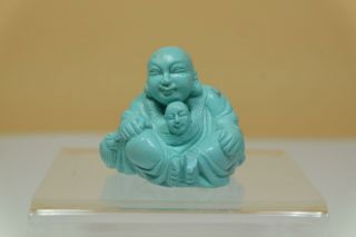 Chinese Carved Turquoise Figure Of A Buddha Luohan.