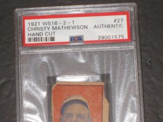 1921 W516 CHRISTY MATHEWSON Baseball Card 27 PSA Authentic Vintage Trading 2