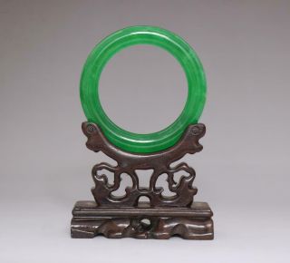 Perfect Rare Chinese Carved Natural Jadeite Bracelet Bangle 5.  7cm (e154)