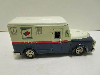 VINTAGE 1950 ' s JAPAN TIN FRICTION U.  S.  MAIL DELIVERY TRUCK 2