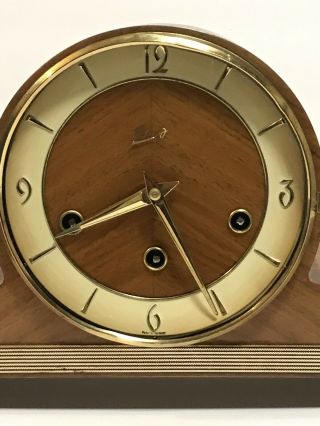 Antique Schatz Triple Chime W3 Mantle Clock Mid Century modern german 2