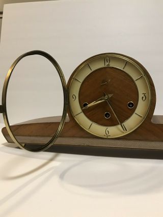 Antique Schatz Triple Chime W3 Mantle Clock Mid Century modern german 4