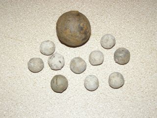 Rare Musket Bullets And Small Cannonball.  Napoleonic War 1812