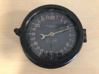 Old Vtg Chelsea Clock Co Boston Ma Usa Mark 1 Us Navy Clock Military Black